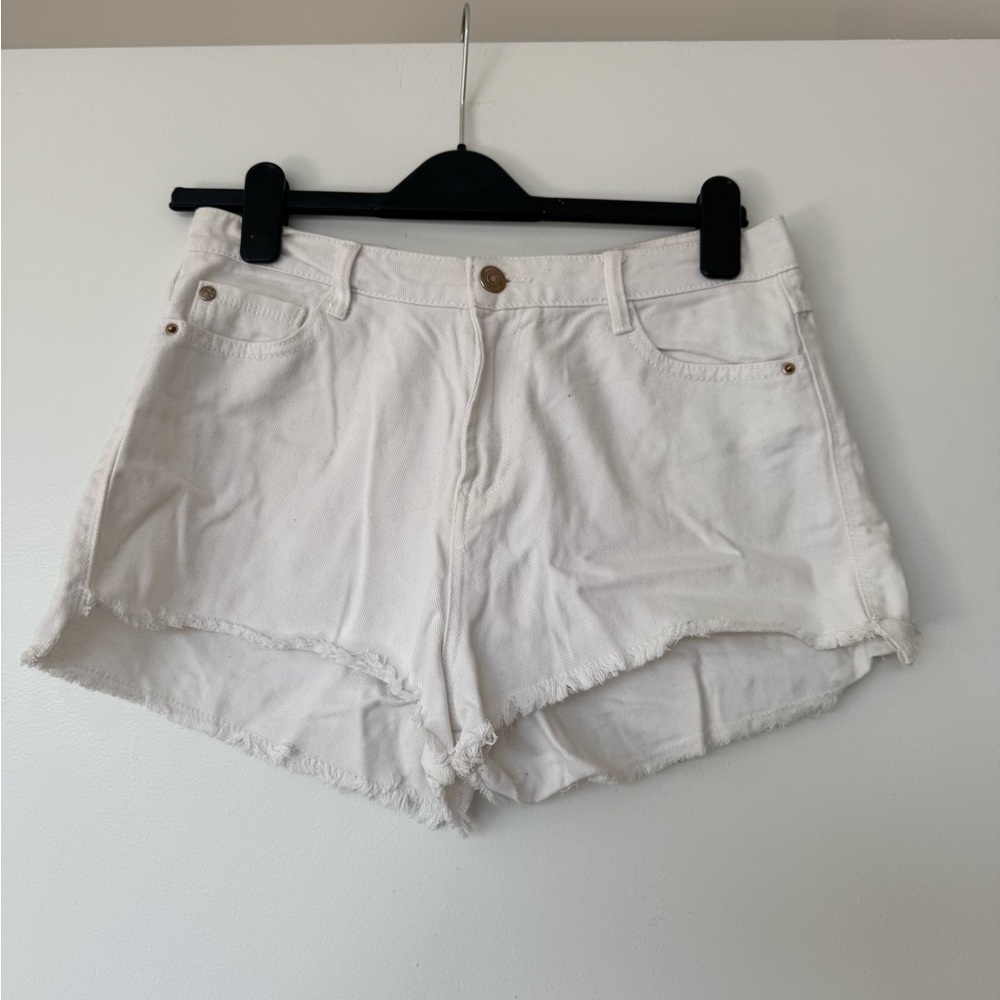 Stradivarius Classic White Denim Shorts